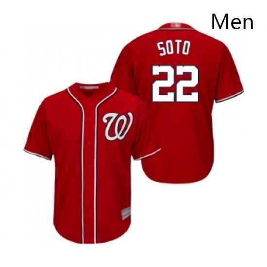 Mens Washington Nationals 22 Juan Soto Replica Red Alternate 1 Cool Base Baseball Jersey